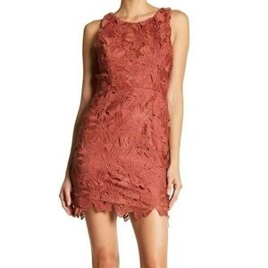 ASTR The Label Rust Floral Lace Sleeveless Mini Bodycon Dress Sheath Womens Sz S